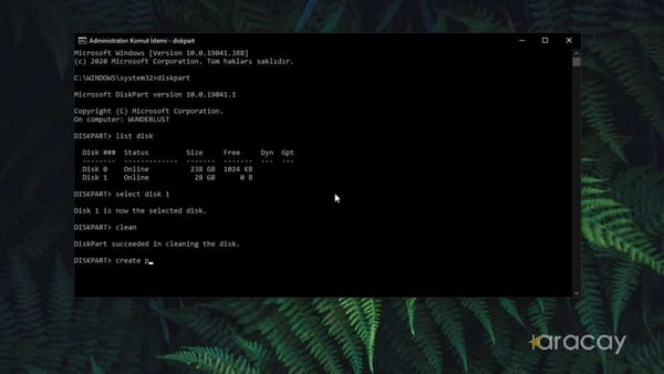CMD ile Disk Biçimlendirme